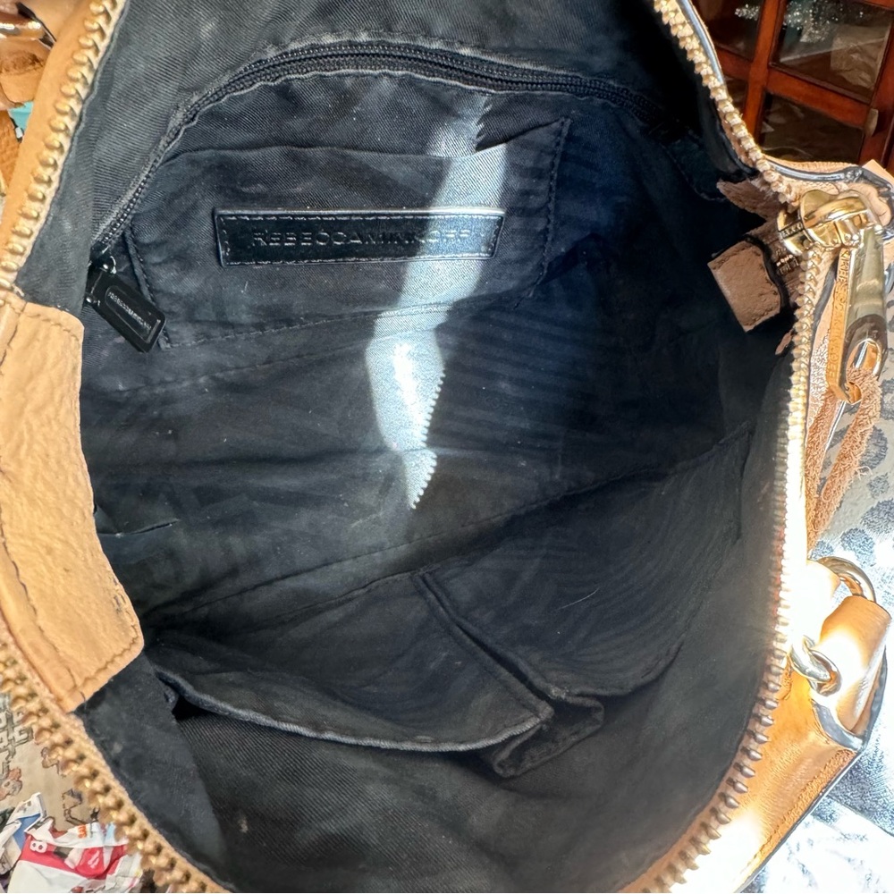 REBECCA MINKOFF, crossbody bag/ mini bag. Tan pebbled soft leather. - Picture 4 of 8